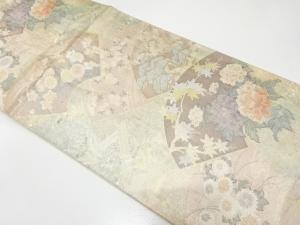 佐賀錦 地紙に牡丹・菊・八つ橋模様織り出し 袋帯